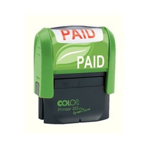 Colop Word Stamp Green Line Paid Red