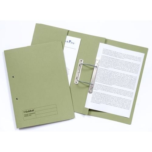 Guildhall Heavyweight Foolscap Transfer Pocket Spiral File Green