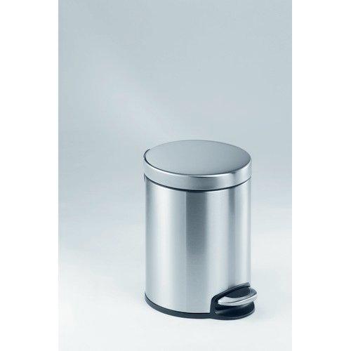 Durable Stainless Steel Pedal Bin Round 5 Litre Silver 340023
