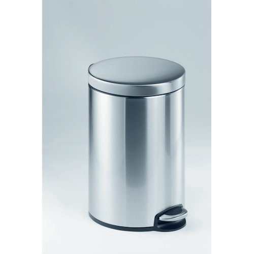 Durable Stainless Steel Pedal Bin Round 12 Litre Silver 340123