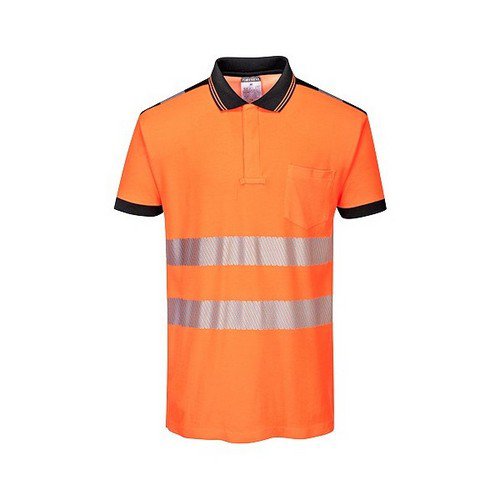 PW3 HiVis Polo Shirt S/S Orange/Black LR