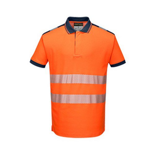 PW3 HiVis Polo Shirt S/S Orange/Navy LR