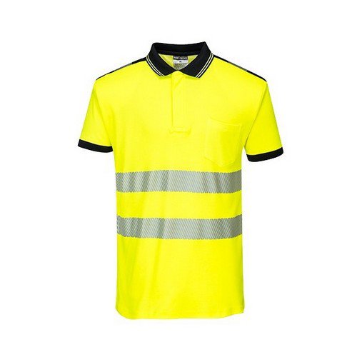 PW3 HiVis Polo Shirt S/S Yellow/Black LR