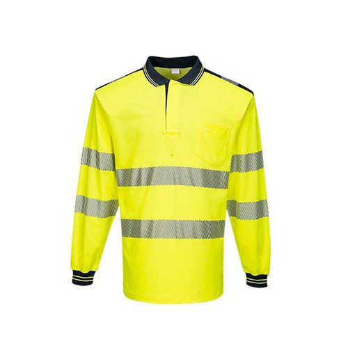 PW3 HiVis Polo Shirt L/S Yellow/Black LR