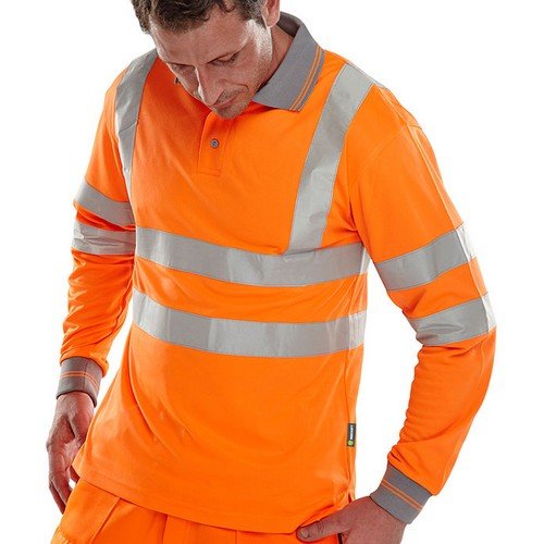 Beeswift Polo Shirt Long Sleeved Orange L