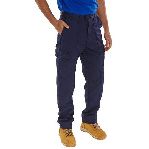 Beeswift Poly Cotton Work Trousers  Navy Blue 44T