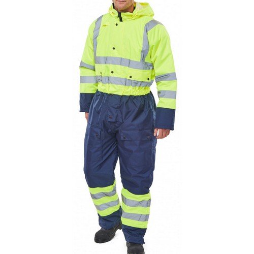 Beeswift Two Tone Hiviz Thermal Waterproof Coverall Saturn Yellow / Navy L