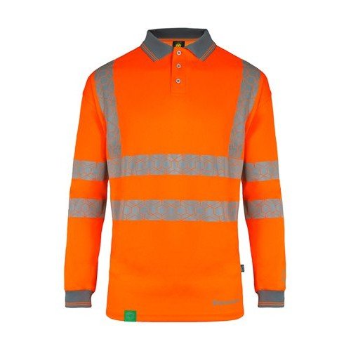 Envirowear Hi-Vis Polo Shirt Long Sleeve Orange XS
