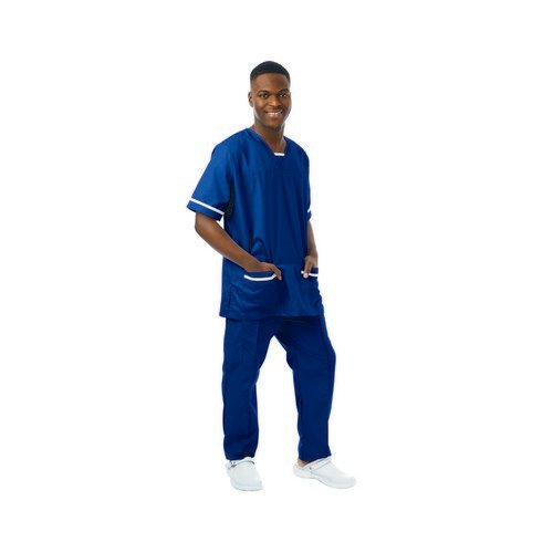 534LW V Neck Ltwt Scrub Top with Trim Royal Blue S 534LWROYAWHITS