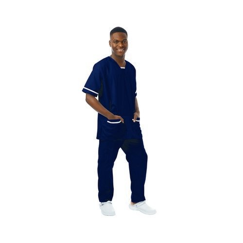 534LW V Neck Lightweight Scrub Top with Trim Navy L 534LWNAVYWHITL