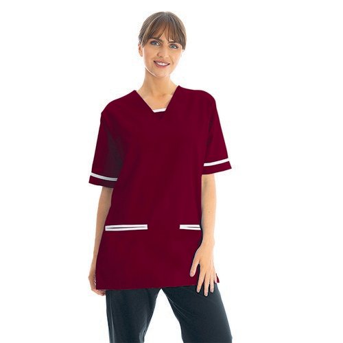 534LW V Neck Ltwt Scrub Top with Trim Maroon 3XL 534LWMAROWHIT3XL