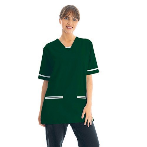 534LW V Neck Ltwt Scrub Top with Trim Bottle Green S 534LWBOTTWHITS