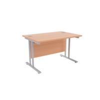 Jemini Beech/Silver W1200 x D800mm Rectangular Cantilever Desk KF839557