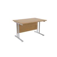 Jemini Oak/Silver W1200 x D800mm Rectangular Cantilever Desk KF839558