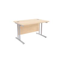 Jemini Maple/Silver W1200 x D800mm Rectangular Cantilever Desk KF839559