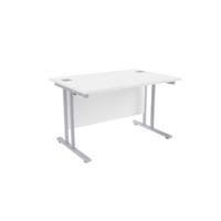 Jemini White/Silver W1200 x D800mm Rectangular Cantilever Desk KF839560