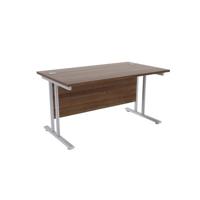Jemini Walnut/Silver W1400 x D800mm Rectangular Cantilever Desk KF839568
