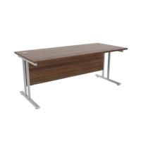 Jemini Walnut/Silver W1800 x D800mm Rectangular Cantilever Desk KF839580