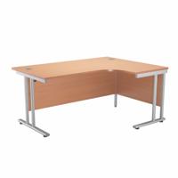 Jemini Beech/Silver 1600mm Right Hand Radial Cantilever Desk KF839617