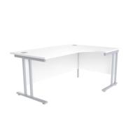 Jemini White/Silver 1600mm Right Hand Radial Cantilever Desk KF839620