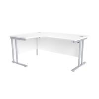 Jemini White/Silver 1600mm Left Hand Radial Cantilever Desk KF839626