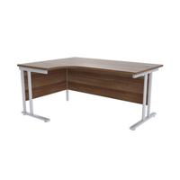 Jemini Walnut/Silver 1600mm Left Hand Radial Cantilever Desk KF839628