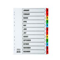 Initiative White Board A4 160gsm Divider Jan-Dec Coloured Mylar Tab