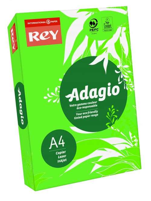 Rey Adagio Paper A4 80gsm Deep Green (Ream 500) ADAGI080X691