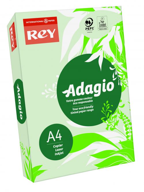 Rey Adagio Paper A4 80gsm Green (Ream 500) RYADA080X432 Plain Paper 40482PC