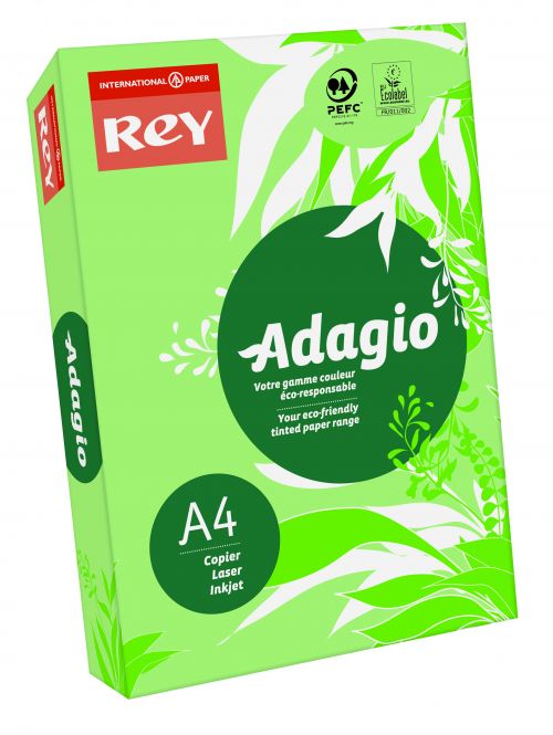 Rey Adagio Paper A4 80gsm Leaf Green (Ream 500) RYADA080X406
