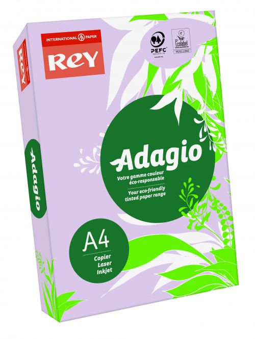 Rey Adagio Paper A4 80gsm Lilac Purple (Ream 500) RYADA080X426