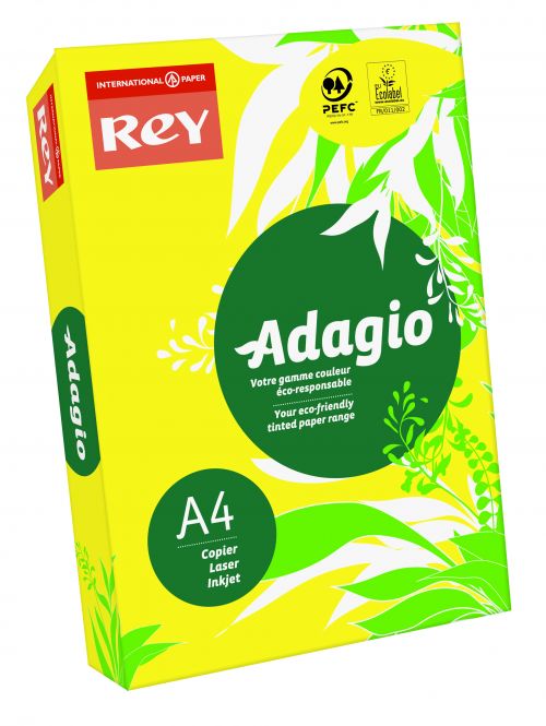 Rey Adagio Paper A4 80gsm Deep Yellow (Ream 500) ADAGI080X692