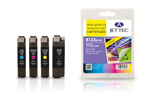 JET TEC Remanufactured Inkjet Cartridge Replaces Brother LC123 Black/Cyan/Magenta/Yellow Multipack 