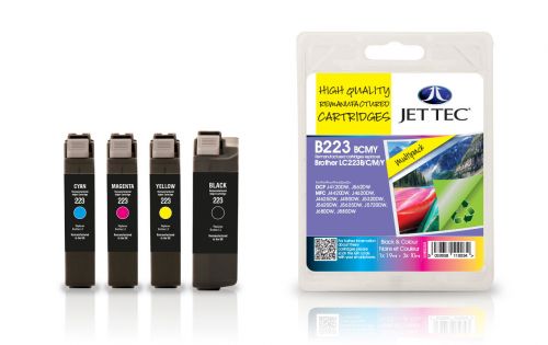JET TEC Remanufactured Inkjet Cartridge Replaces Brother LC223 Black/Cyan/Magenta/Yellow Multipack 