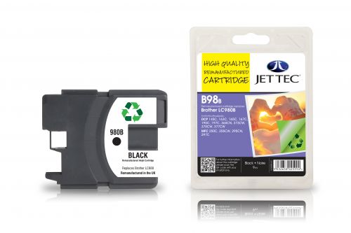 JET TEC Remanufactured Inkjet Cartridge Replaces Brother LC980 Black