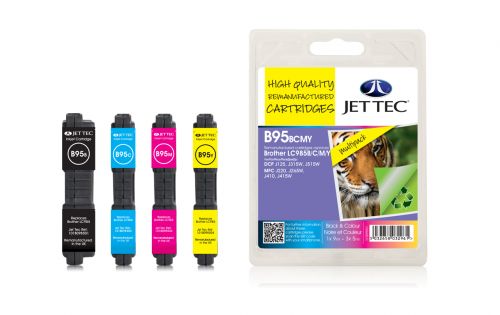 JET TEC Remanufactured Inkjet Cartridge Replaces Brother LC985 Black/Cyan/Magenta/Yellow Multipack 