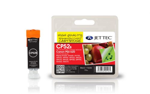 JET TEC Remanufactured Inkjet Cartridge Replaces Canon PGI-520 Black Canon 2932B001AA