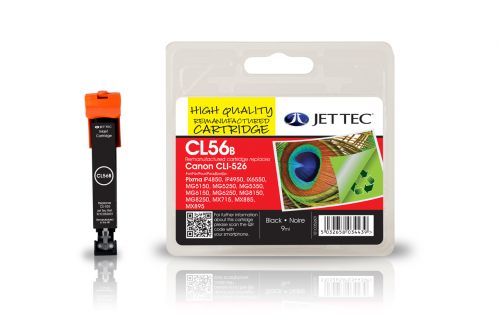 JET TEC Remanufactured Inkjet Cartridge Replaces Canon CLI526B Black Canon 4540B001