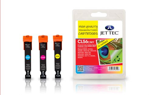 JET TEC Remanufactured Inkjet Cartridge Replaces Canon CLI526 Cyan/Magenta/Yellow Colour Pack Canon 4541B006