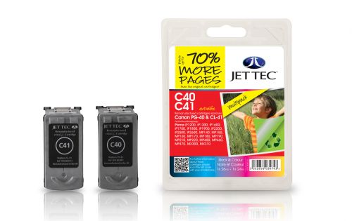 JET TEC Remanufactured Inkjet Cartridge Replaces Canon PG40 Black + CL41 Cyan/Magenta/Yellow Colour Pack Canon 0615B043