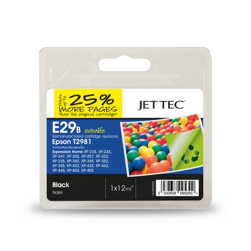 JET TEC Remanufactured Inkjet Cartridge Replaces Epson T2981 Black
