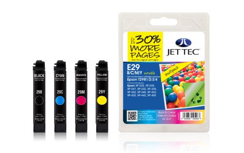 JET TEC Remanufactured Inkjet Cartridge Replaces Epson T2986 Black/Cyan/Magenta/Yellow Multipack