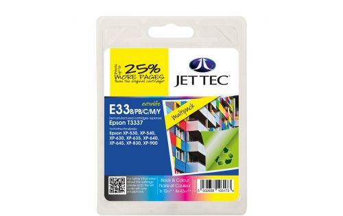 JET TEC Remanufactured Inkjet Cartridge Replaces Epson T3337 Black/Cyan/Magenta/Yellow Multipack