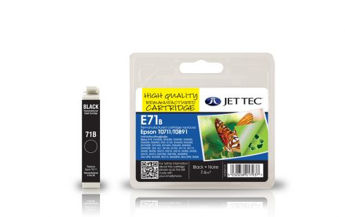 JET TEC Remanufactured Inkjet Cartridge Replaces Epson T0711 Black