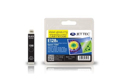 JET TEC Remanufactured Inkjet Cartridge Replaces Epson T1281 Black