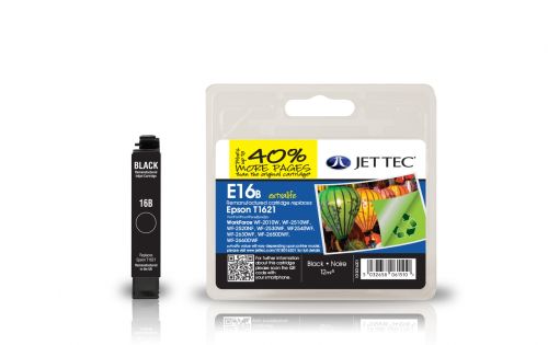 JET TEC Remanufactured Inkjet Cartridge Replaces Epson T1621 Black
