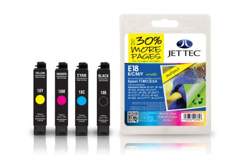 JET TEC Remanufactured Inkjet Cartridge Replaces Epson T1806 Black/Cyan/Magenta/Yellow Multipack 
