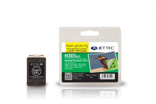 JET TEC Remanufactured Inkjet Cartridge Replaces HP 301BXL Black High Capacity HP CH563EE