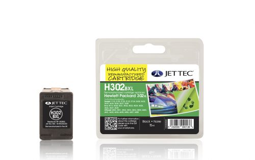 JET TEC Remanufactured Inkjet Cartridge Replaces HP 302XL HP F6U68AE Black