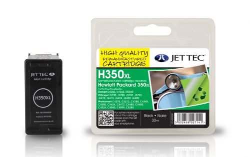 JET TEC Remanufactured Inkjet Cartridge Replaces HP 350XL HP CB336EE Black